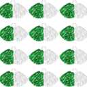 DILIBRA 24 Pcs Metallic Cheerleading Pom Poms for Kids, Cheerleaders Cheer Pom Poms with Baton Handle, Cheering Squad Hand Flower for Adults Team Spirit Sports Game Dancing Party