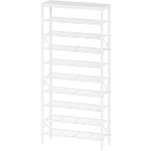 YATINEY 10 Tier Shoe Rack, Large Capacity Shoe Storage Organizer Holds 40 Pairs, Sturdy and Stable, for Entryway, Hallway, Closet, Dorm Room, White SS10WW