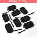 2 x JOVAKIT Small Portable Silicone Alphabet Makeup Bag for Women, Travel Waterproof Cosmetic Bag Gifts for Women, Zipper Closure Make Up Case with Handle, Travel Storage Organizer Pouch (Black R)