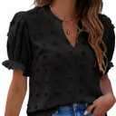 Blooming Jelly Women's Puff Sleeve Casual Tops Fashion Polka Dot Blouses Dressy Ladies Summer Tops