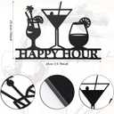 Funrous Bar Signs Wall Decor Happy Hour Sign Art Metal Bar Decorations Vintage Drinks Decorative Drink Plaques for Home Open Pub Decor(Black)