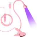 AORAEM LED Nail Lamps 3W Flexible Gooseneck Lamp Quicky Dry Nail Manicure Dryer Gel Polish Curing Light Plug Play Portable Flash Cure Light for Gel Nails Home DIY Professional Nail Tools Pink (Small)