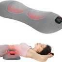 3 in 1 Lumbar Support Pillow, Electric Lower Back Massager for Pain Relief Deep Tissue, Back Stretcher with Heat, Vibration, Airbag Traction for Bed Office Chair - Wired Power