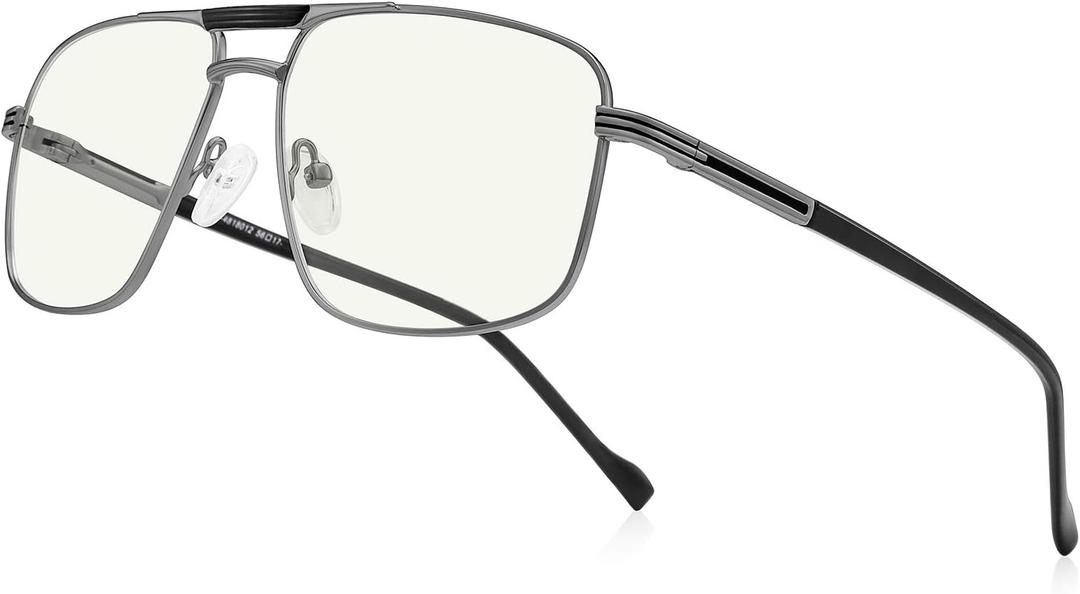 Reading Glasses for Men Square Double Bridge Blue Light Blocking Computer Readers (Grayness)