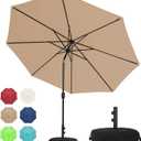 Sundale Outdoor 10 ft Patio Umbrella with Sand Bag Umbrella Base Included, Outdoor Umbrella with Tilt and Crank, Tan