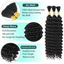 28 Inch Color #1B Deep Wave Human Braiding Hair for Boho Braids 150g Natural Black Deep Wave Bulk Human Hair for Braiding Natural Color