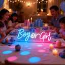 Nordstylee Led "Boy or Girl" Neon Signs Gender Reveal Party Decorations Neon Letters Signs Pregnancy Announcement Party Supplies Baby Shower Yard Signs(blue-pink)