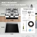 2 Burner Propane Stove, Hibghse 12 Inch Gas Cooktop Built-in Gas Stove NG/LPG Convertible Stainless Steel Stove Burner with Thermocouple Protection for Kitchen, Apartment, Outdoor, RVs, 12 Inch-Style 1