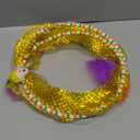 2pcs, Folded Cat Tunnel Spring, 10in Large Size Portable Cat Toy Spiral Tunnel, with Synthetic Feather and Toy Mouse Tunnel Spring Outdoor Puppy Kitten Generic (Striped Yellow, Purple)