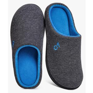 VeraCosy Men's Two-Tone Memory Foam House Slippers Indoor Outdoor Durable Rubber Sole Size 13-14