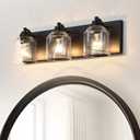 Vanity Lights for Bathroom Large 23", Farmhouse Rustic Vanity Light with Bubble Glass Shades, Black 3 Light Bathroom Lighting Fixtures Over Mirror, Bath Wall Sconce Home Decor