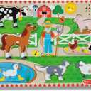 Melissa & Doug Old MacDonald's Farm Song Puzzle – 8-Piece Wooden Peg Puzzle with Light-Activated Sounds, Music Learning Toy for Toddlers and Preschoolers Ages 2+
