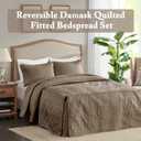 Madison Park Classic Traditional Damask Quilted Bedspread Set, 3PC Queen