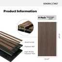 3D Wood Slat Acoustic Wall Panels, 4 Pack,Wall Decor (Walnut)