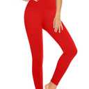 Women's High Waisted Yoga Leggings - Buttery Soft Tummy Control Workout Tights for Gym, Running & Athletic Wear (4-red) S/M