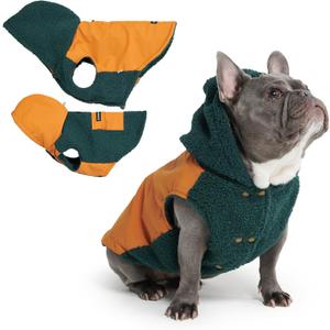 Spark Paws Reversible Dog Hoodie, Sweater for Winter Cold, Warm Clothes for Small Medium Large Breeds - Orange and Green - XL
