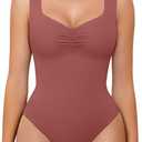 Avidlove Bodysuits for Women Sweetheart Neck Ruched Body Suit Seamless Double Lined Tank Top Slimming, Medium