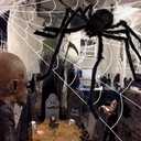 OCATO 200" Halloween Spider Web + 59" Giant Spider Decorations, Fake Spiders with Triangular Huge Spider Web, Indoor/Outdoor/Halloween Decorations/Yard/Home/Costumes Parties/Haunted House Decor, Black