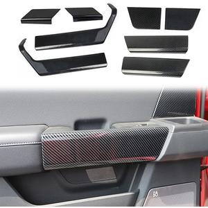 Korlot Carbon Fiber Interior Door Handle molding Cover Trims for Ford F150 2021+ for 2023-2025 F250 F350 Super Duty(4-Doors+Door Panel Decor)