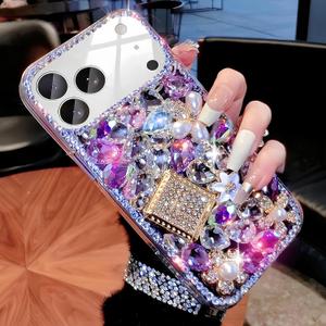 Compatible with iPhone Air Case Luxury Cute Bling Design Rhinestone Diamond Glitter Sparkle Girly Protective Phone Cover Case for Women Girl Purple
