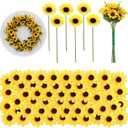 150 Pcs Mini Artificial Sunflower Heads, 1.7 In Sunflowers Artificial Flowers for Spring Summer Decoration, Fake Sunflowers for Home Garden Wedding Party Office Indoor (Only Heads, No Stems)