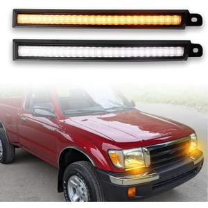 LED Front Bumper Fog Light DRL Amber Sequential Turn Signal Lamp Feature Kit for Toyota Tacoma 1998 1999 2000,Replacement Front Side Upper Bumper Filler Bracket,2pcs
