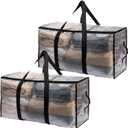 2-Packs Extra Large Heavy Duty Moving Bags, Waterproof Storage Totes with Handles & Zippers Storage Bags Totes for Clothes Packing, Dorms, College Supplies, Space Saving, Clear