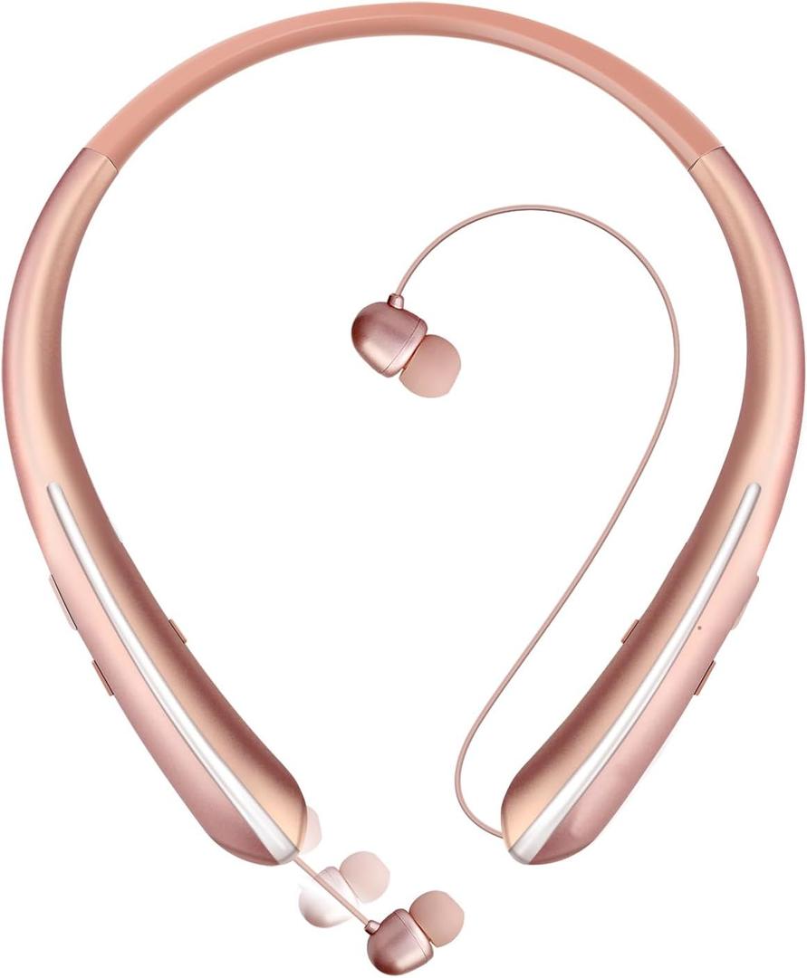 Neckband Bluetooth Headphones, Bluetooth 5.4 Wireless Headphone with Retractable Earbud,CVC8.0 Noise Cancelling, 16Hrs Playtime, Around The Neck Headphones Stereo Headset for Music, Conference, Videos
