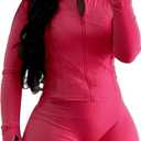 Vssjavun Women 2 Piece Outfits Sweatsuit Sets Long Sleeve Full Zip Workout Jacket Bodycon Shorts Set Tracksuit Loungewear
 (L)