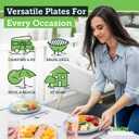 Grow Forward Premium Wheat Straw Plates - 10 Inch Reusable Hard Plastic Dinner Plates Set of 8 - Unbreakable Microwave Safe Plates for Dessert, Camping, RV, Outdoors, Patio, Kitchen Dishes - Seascape
