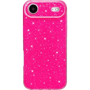 Hython Case for iPhone Air Case Glitter Cute Sparkly Shiny Bling Sparkle Phone Cases 6.5", Thin Slim Fit Soft TPU Bumper Shockproof Rubber Protective Cover for Women Girls Girly, Hot Pink
