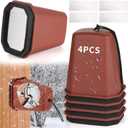 4 Pack 2026 Upgrade Extra Large Outdoor Faucet Cover for Winter Freeze Protection 8.5x7x5.5in Thick Plastic Foam Hose Bib Spigot Cover Winter Insulated with Reflective Strips (Red)