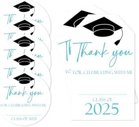 Pack Of 2 Vodbok 40 Pcs Graduation Stickers, Blue, Round & Rectangular, Class of 2025, Congratulations Graduates