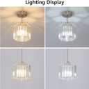 XSDeTu Brushed Nickel Pendant Light Fixtures, Modern Crystal Hanging Ceiling Light, 1-Light Mini Farmhouse Chandelier, Adjustable Hexagonal Island Lights for Kitchen, Dining Room, Bedroom, 2 Pcs