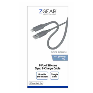ZGEAR SILICONE CABLE LIGHTNING 6FT GREY