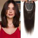 Hair Toppers for Women Real Human Hair 14 Inch No Bangs 65 Gram 100% Real Human Hair Toppers for Women with Thinning Hair 5x5 Hand-Tied Breathable Swiss Lace Base Blonde 3 Clips in Hair pieces,#2