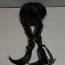 Black Braided Wigs with Bangs, Long Black Pigtails Cosplay Wig for Halloween Costume Anime Party (01)