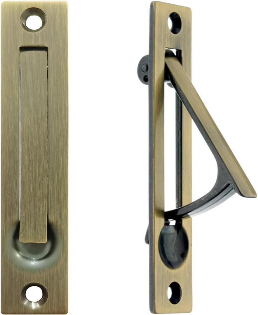 Pocket Door Edge Pull Antique Brass - Hidden Edge Handles Hardware for Easy Access,Stylish Pocket Door Pull,Ideal Pocket Door Hardware Solution (1 Pack, Antique Bronze)