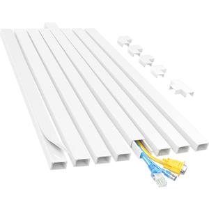 Yecaye Cord Hider, 113in Medium Cord Covers for Wires on Wall, Cord Organizer for 2-3 Wires, Easy Install Cable Management Kit, TV Cable Hider for Home Office, W0.95in H0.55in, White