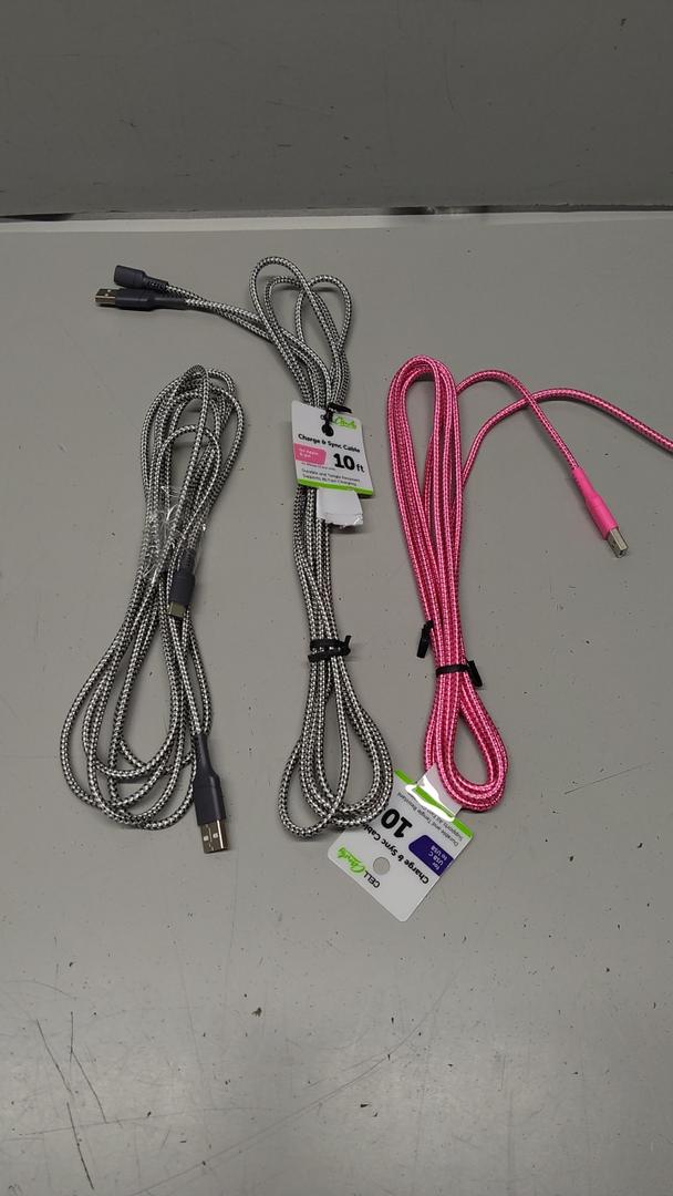 Charge & Sync Cable 10Ft For Apple Lightning 3 Pack