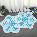 Tinideya 2 Pcs Winter Snowflake Bathroom Rugs, 23.62 Inch Snowflake Bath Rugs Winter Soft Absorbent Bath Mat Imitation Cashmere Bathtub Carpet with Non Slip Backing for Tub Shower Decor