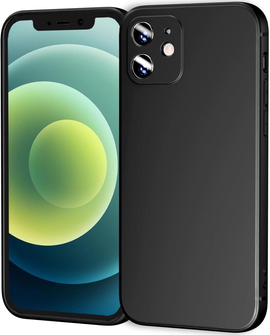 TENOC Phone Case Compatible with iPhone 12 Mini, Black Case Anti-Fingerprint Protective Bumper Matte Cover for 5.4 Inch