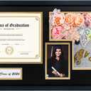 Graduation Shadow Box Frame for 8.5x11 Diploma & 4x6 Photo with Graduation Cap & Tassel Holder Class of 2026 2025 Wood Display Case
