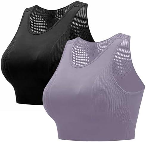 DIDOEG Sports Bras for Women-Padded Removable Support Bra Shockproof Running Yoga Fitness Bra Breathable Quick Drying Vest Style Wide Shoulder Straps for Anti Slip Comfort L