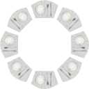 SHACOS Wedge Placemats Set of 8 Woven Vinyl Placemats for Small Round Table Place Mats Wipe Clean Non Slip Table Mats, Gray White