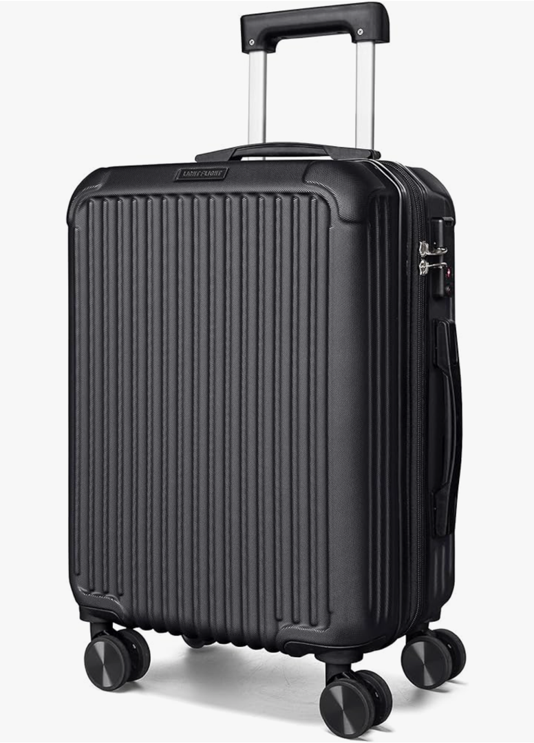 LIGHT FLIGHT Carry On Luggage 22x14x9 Airline Approved, Durable Hard Shell Carry On Suitcases with Wheels, Expandable Hardside Lightweight Travel Luggage with TSA Lock 20 Inch Carry on, Black