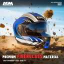 LEM Modular Motorcycle Helmets Fiberglass, Full Face Motorcycle Helmet Flip Up for Touring, DOT Certified, Release Sun Visor & Removable Comfort Liner, Lightweight Street Bike Helmet (Blue, M)