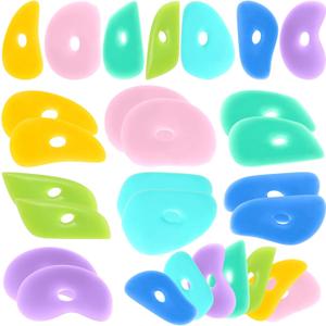 Sherr 21 Pcs Soft Ribs for Pottery Clay Silicone Rib Ceramics Tools Pottery Rubber Clay Ceramic Ribs for DIY Smooths Shapes Sculpting Tools, 7 Styles(Gentle Color,Mixed Style)
