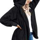 LookbookStore Womens Cardigan 2026 Winter Oversized Open Front Fleece Hooded Draped Pockets Jacket Coats (XS)