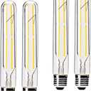 Dimmable 6W Tubular LED Bulbs, 3000K Warm White,Edison Style Filament Light Bulb, T10 Vintage Bulb 60 Watt Equivalent, E26 Medium Base 550LM,Clear Glass Cover, 7.3in(185mm),4-Pack